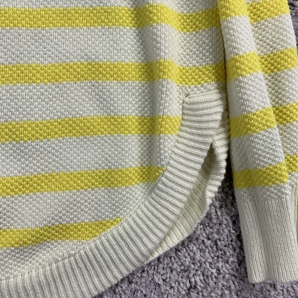 Gap Curve Hem Crew Yellow Stripe Sweater Women's Small Cotton - Picture 3 of 6